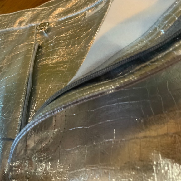 NWT Ronny Kobo silver metallic assymentrical mini skirt - Picture 3 of 14